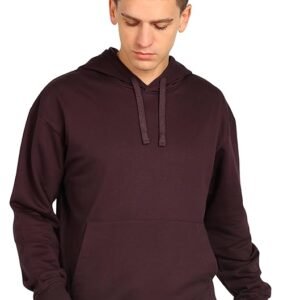 Men's Solid Oversized Hoodie, Burgundy
