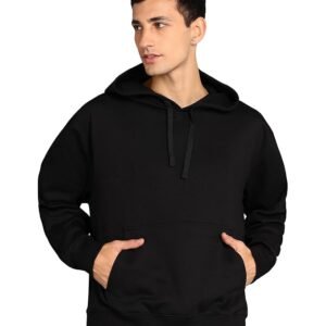 Men's Solid Oversized Hoodie, Black