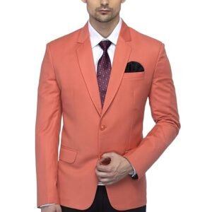 Men's Slim Fit Notched Lapel Single Breasted Solid Blazer, Light Oranage