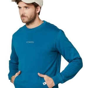 Men Crew Neck Sweatshirt, Teal Green