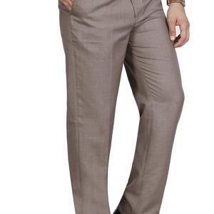 Men's Solid Formal Trousers, Light Beige