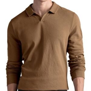 Men's Full Sleeve Polo T-Shirt, Brown