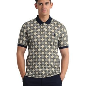 Men's Cotton Slim Fit Polo Shirt, Grey/Cream