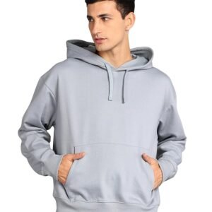 Men's Solid Oversized Hoodie, Grey