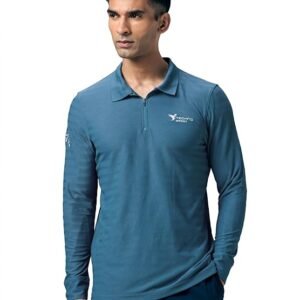 Men's Full Sleeve Solid Polo T-Shirt, Blue