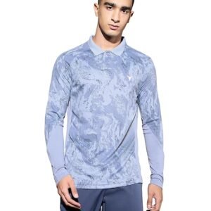 Men's Full Sleeve Polo Neck T-Shirt, Sky Blue