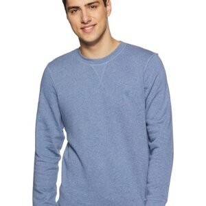 Men Cotton Crew Neck Sweatshirt, Light Blue
