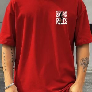 Men's Printed Round Neck T-Shirt, Red